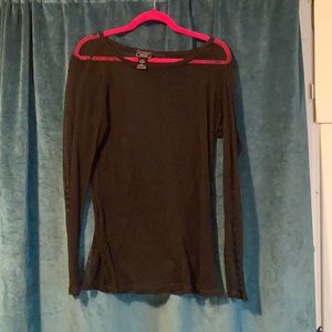 Fishnet long sleeved black top